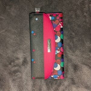 Trina Turk Black and Pink Polka Dot Wallet